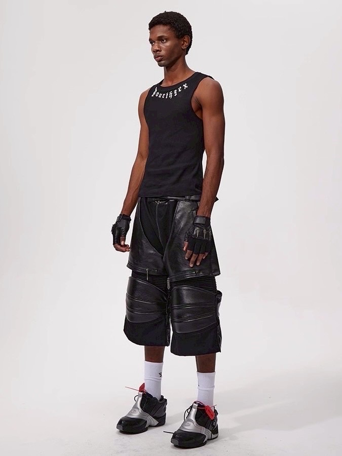 Fourth3ex】Western Denim Patchwork Cropped Pants