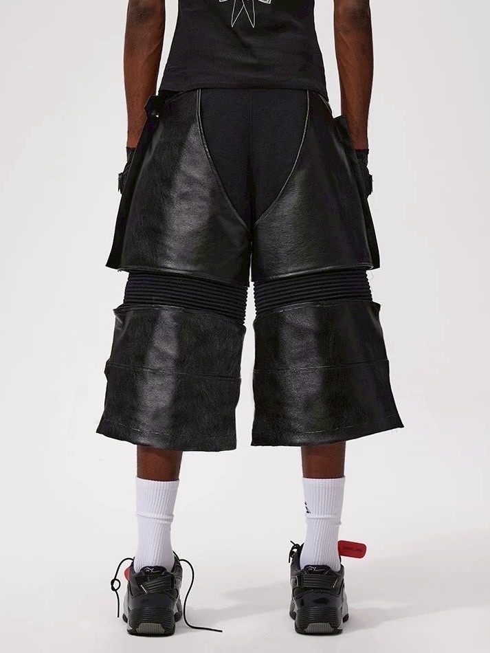 Fourth3ex】Western Denim Patchwork Cropped Pants