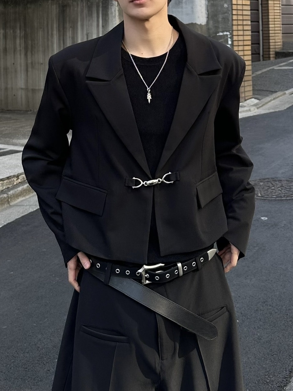 大阪店WEB限定受注制【Chikashitsu＋】mettal buckle cropped jacket