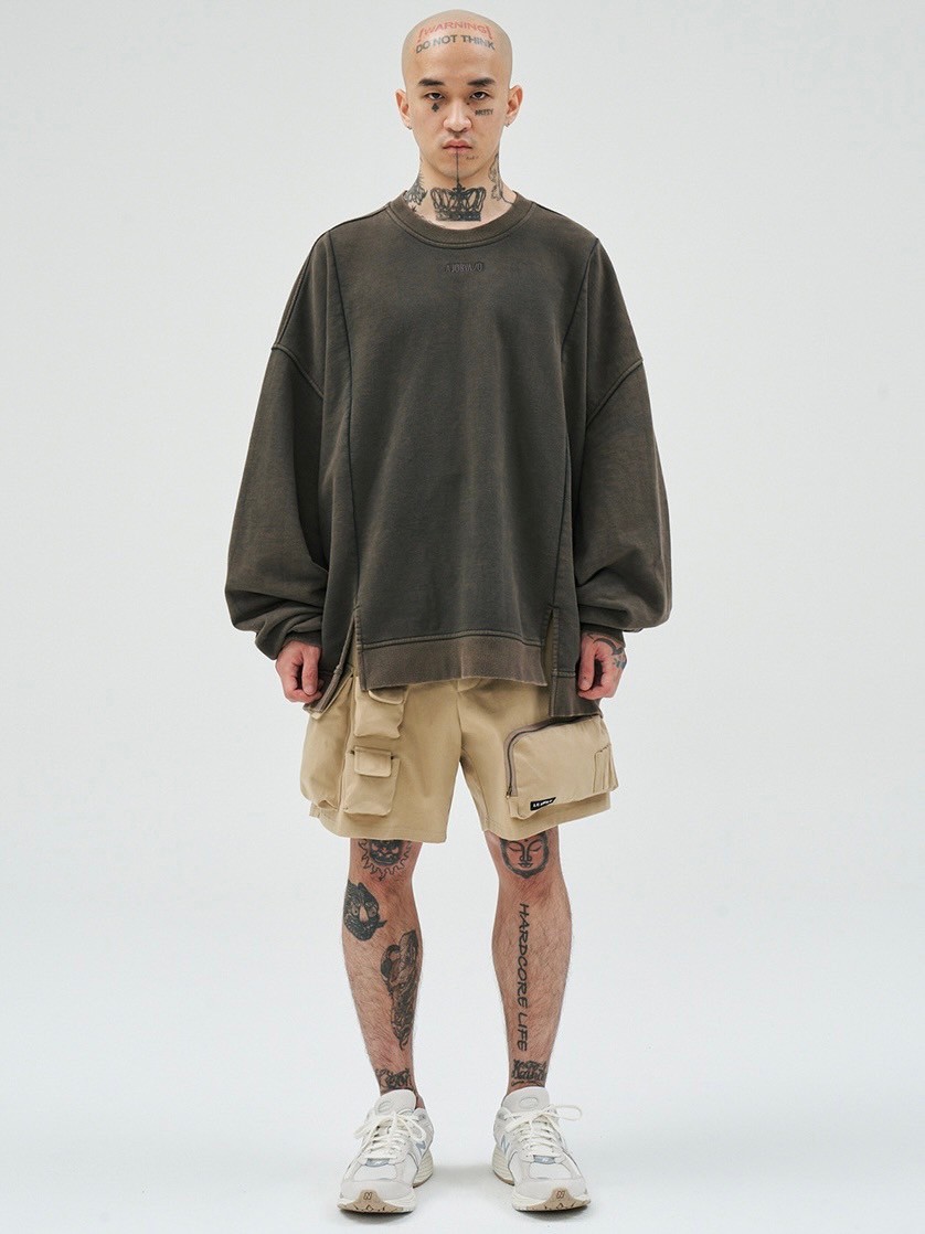 【AJO AJOBYAJO】24SS★ Twofold Wide Washed Sweatshirt AJOBYAJO】Twofold Wide Washed Sweatshirt | OUR BRAND