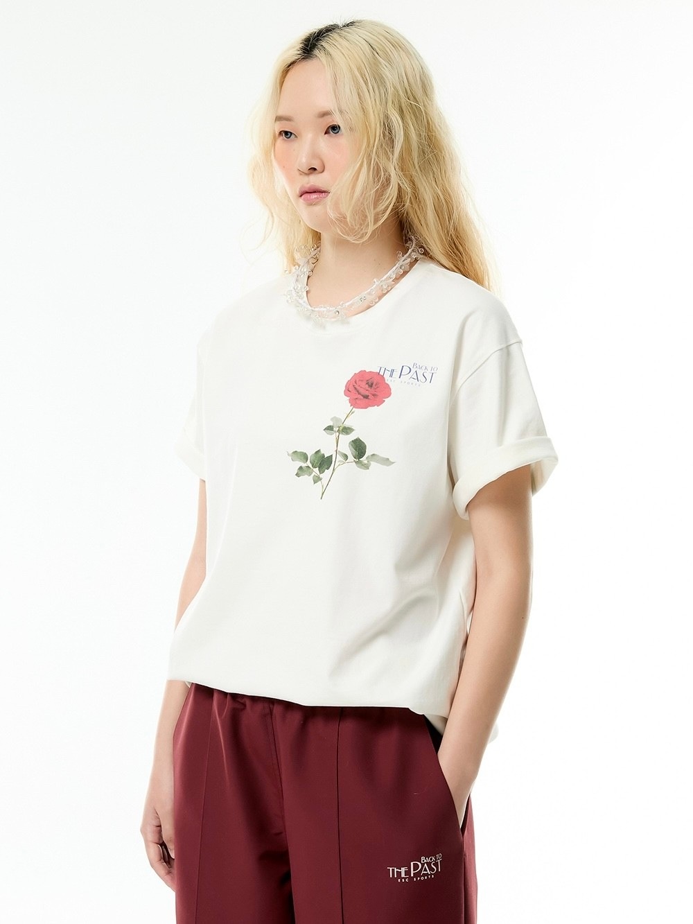 【ESC STUDIO】rose short sleeves t-shirt