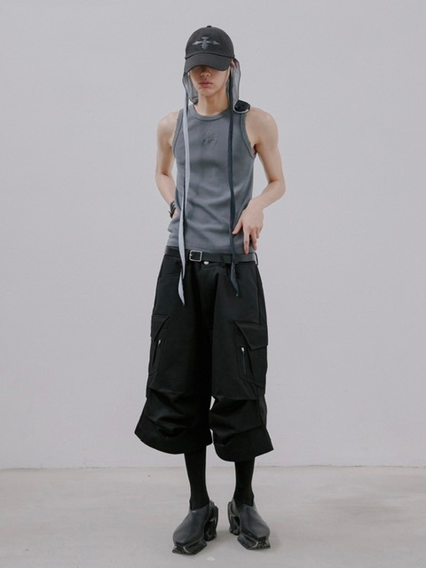 韓国発!【JUSTYOUNG】NV Stitch Cargo Wide Pants/男女共用 NV Stitch Cargo String Wide Pants (2color) - 저스트영