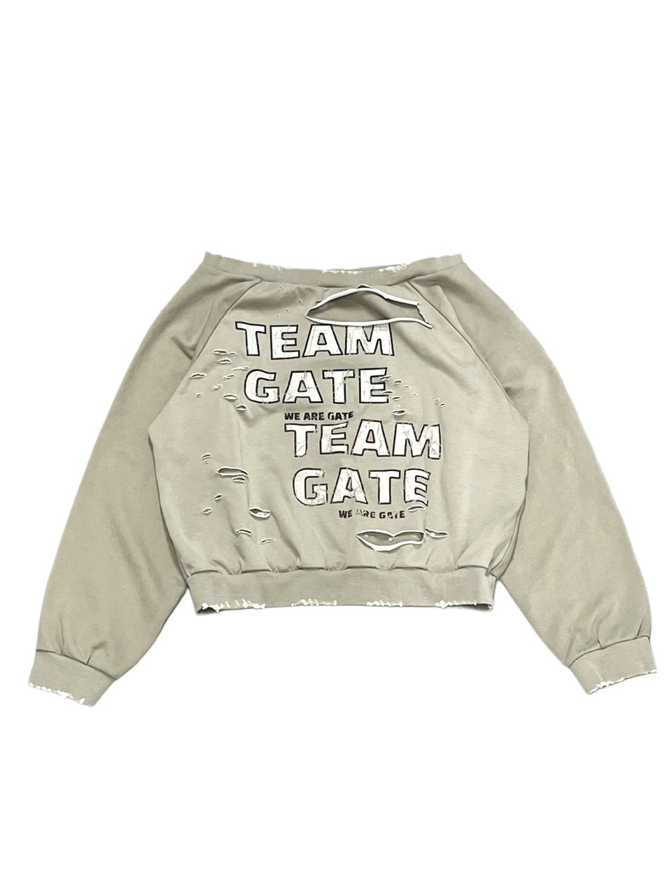 すぅ 受注制【Never mind the XU】damage off shoulder sweat (2color