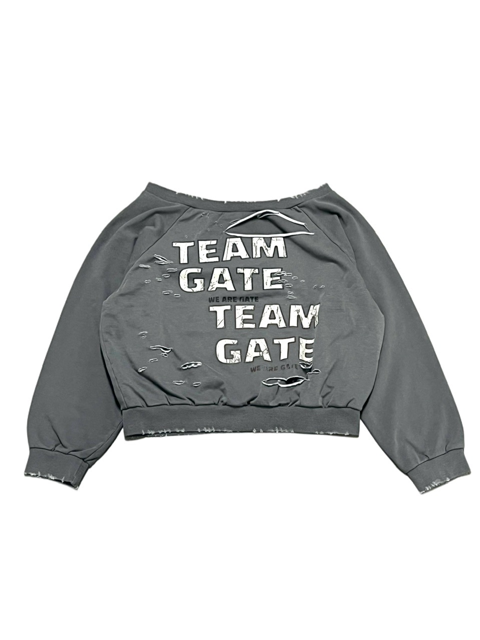 受注制【Never mind the XU】damage off shoulder sweat (2color