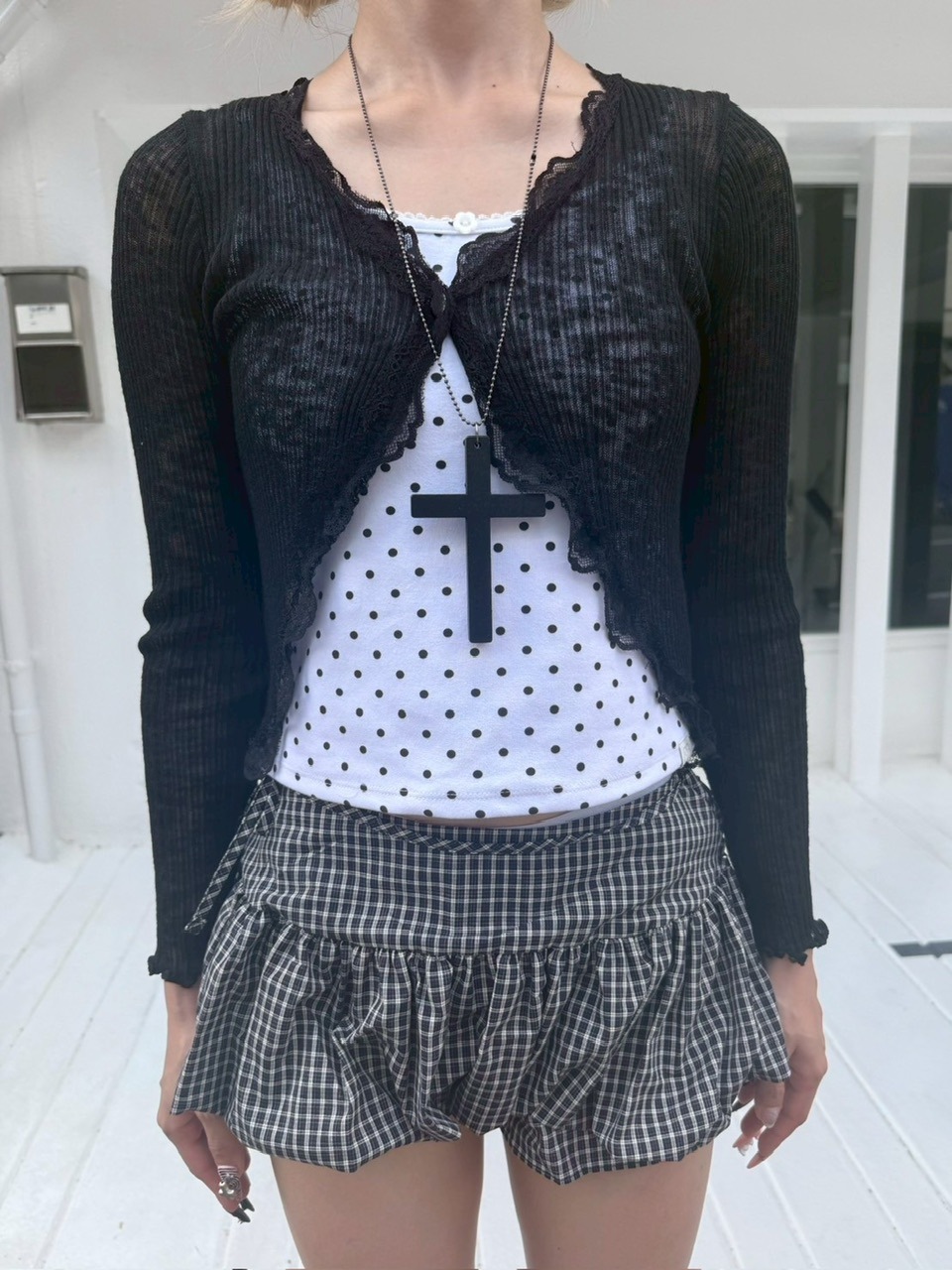 受注制【nmtc +】french frill cardigan (3color)