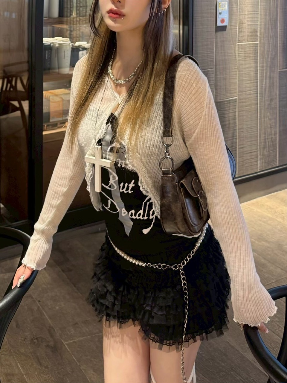 受注制【nmtc +】french frill cardigan (3color)