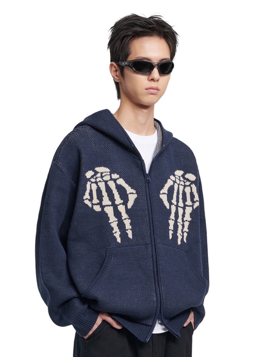 【NOMANUAL】NM SKULL HAND COWICHAN HOODED ZIP-UP 