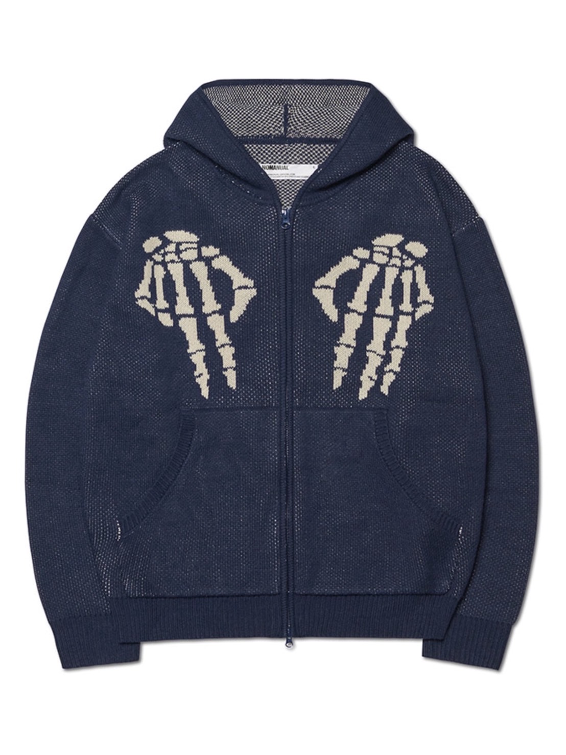 【NOMANUAL】NM SKULL HAND COWICHAN HOODED ZIP-UP 