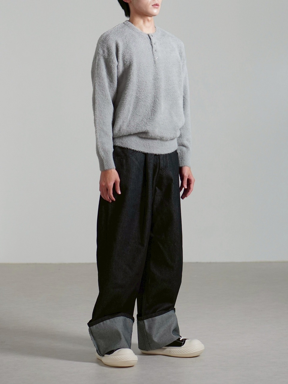 受注制【Chikashitsu +】roll-up balloon denim pants / 【チカシツプラス】ロールアップバルーンデニムパンツ (2color)