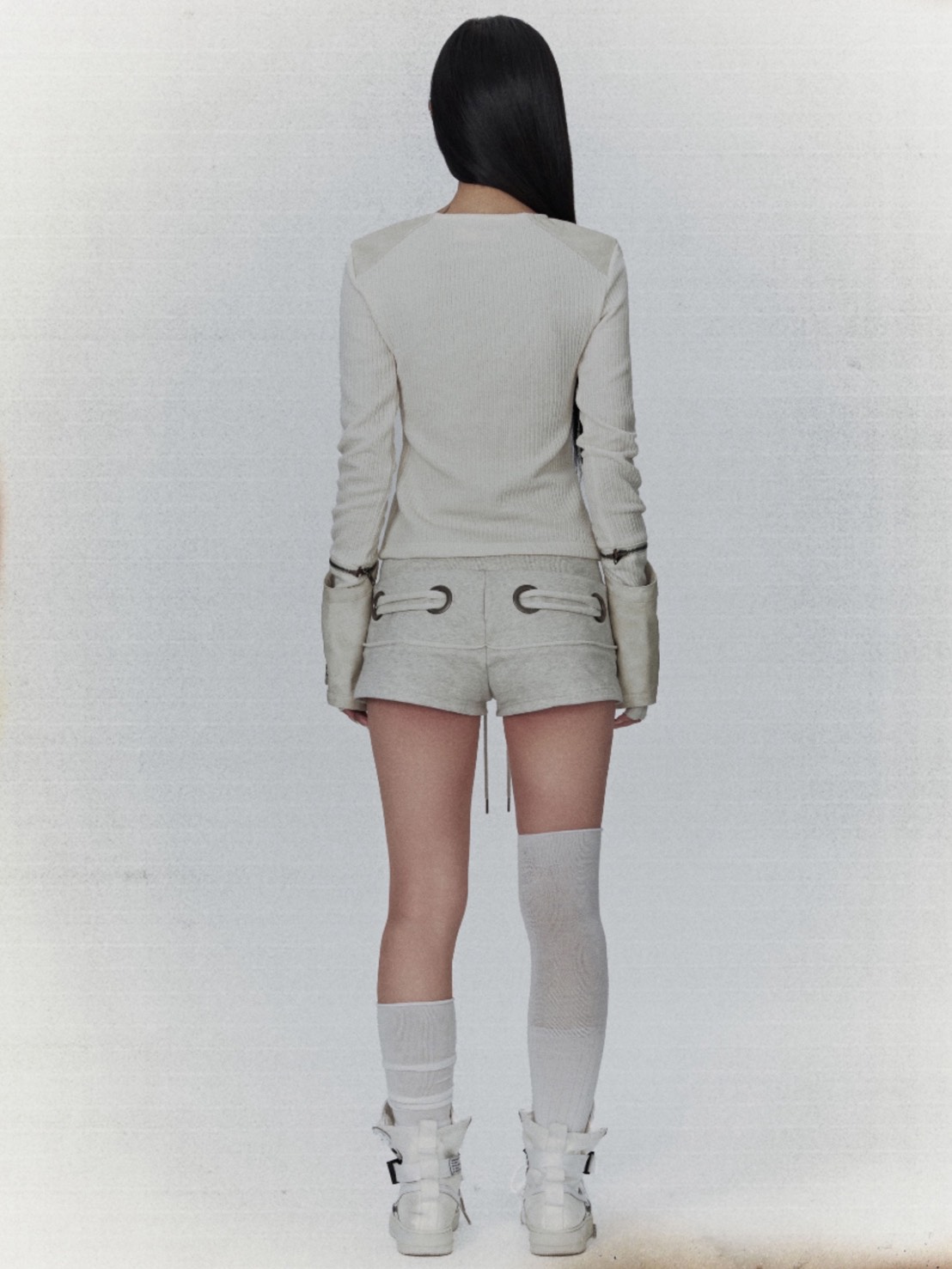 【bonienkiye】Detachable Zipper Leather Top