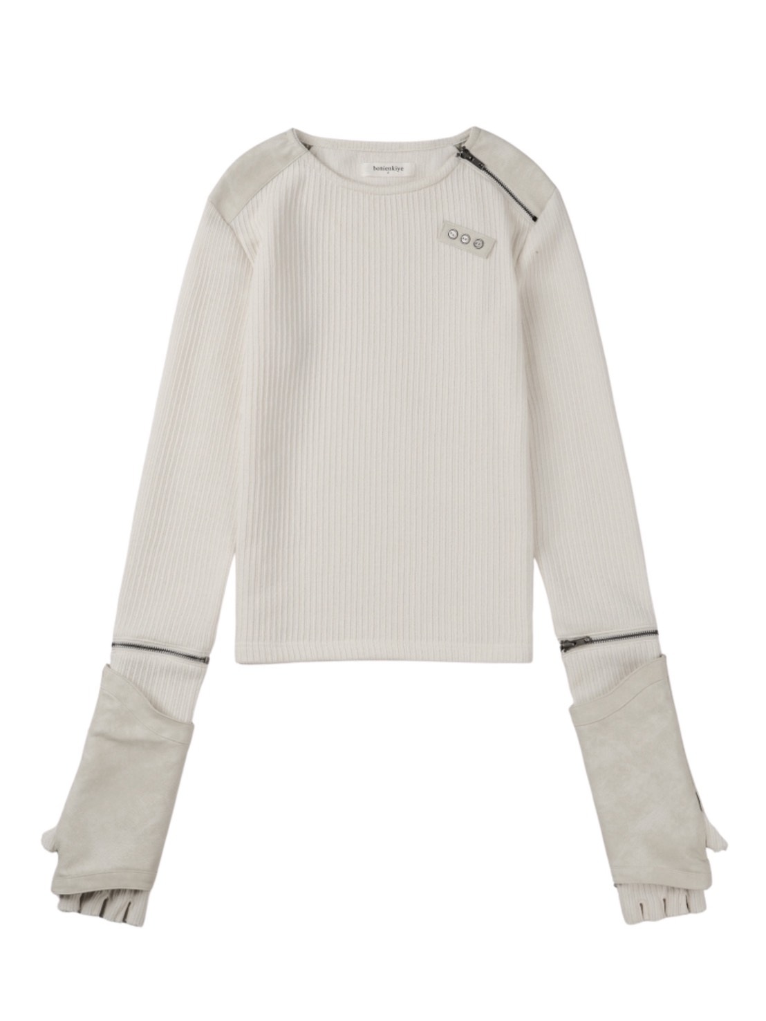 【bonienkiye】Detachable Zipper Leather Top