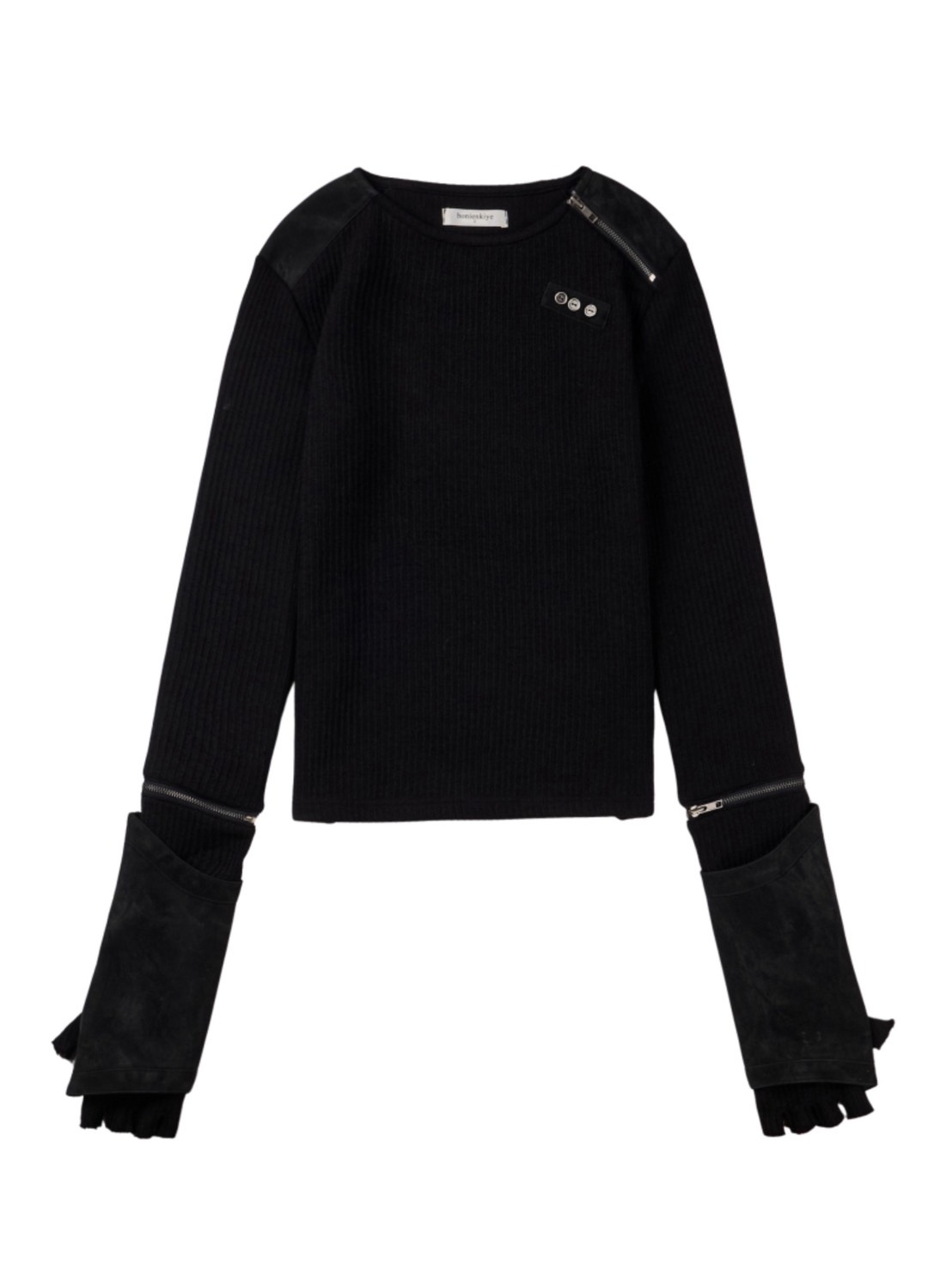 【bonienkiye】Detachable Zipper Leather Top