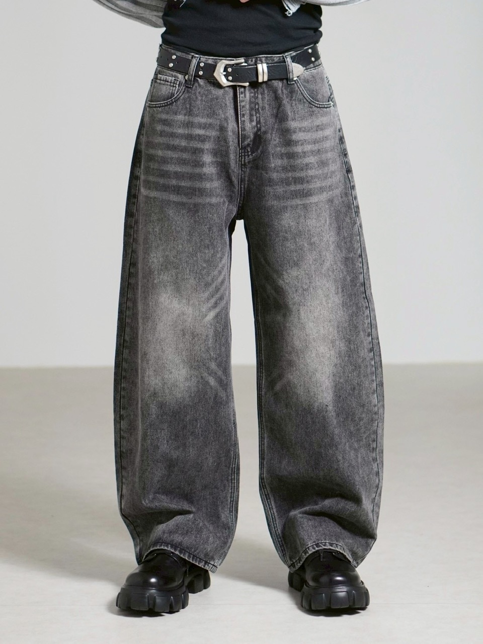 受注制【Chikashitsu +】brush wide leg denim pants