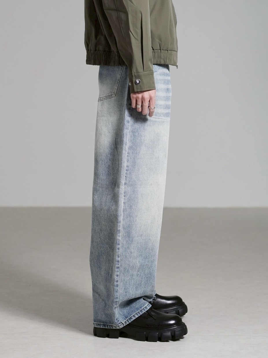 受注制【Chikashitsu +】brush wide leg denim pants / 【チカシツプラス】ブラッシュワイドデニムパンツ (3color)