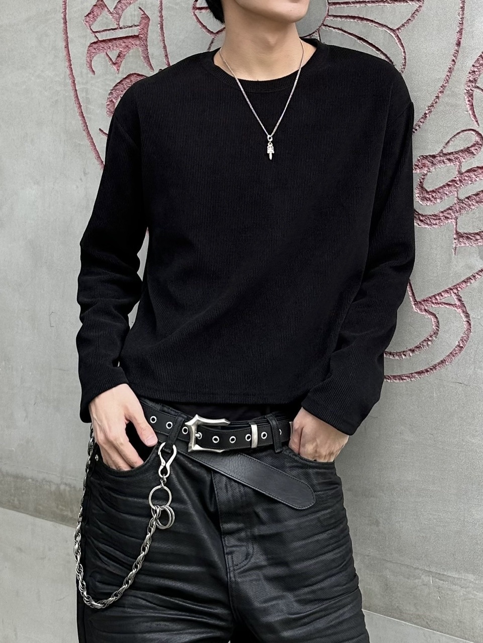 大阪店WEB限定受注制【Chikashitsu＋】cropped waffle long sleeve