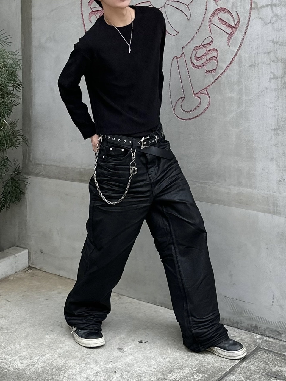 大阪店WEB限定受注制【Chikashitsu＋】cropped waffle long sleeve