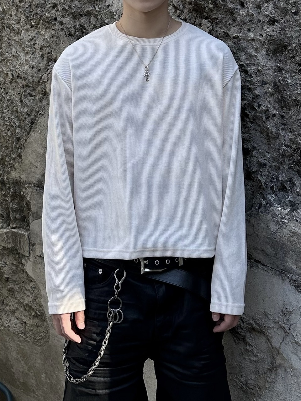 エトロ　シノワズリ　シルク混トップス 大阪店WEB限定受注制【Chikashitsu＋】cropped waffle long sleeve