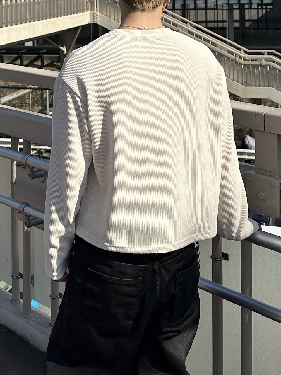 大阪店WEB限定受注制【Chikashitsu＋】cropped waffle long sleeve