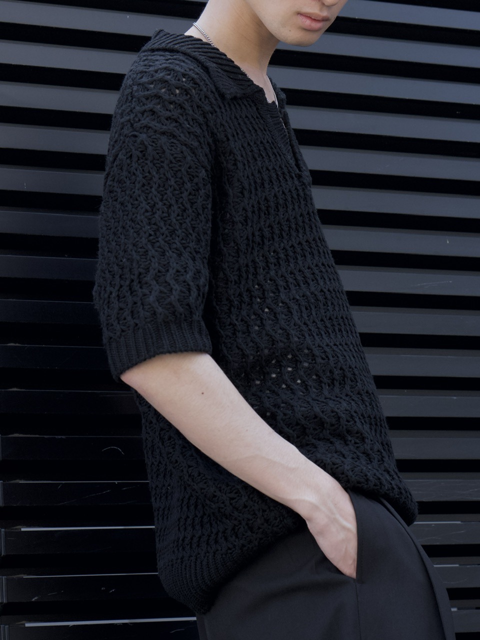 東京店WEB限定受注制【Chikashitsu +】skipper mesh knit polo