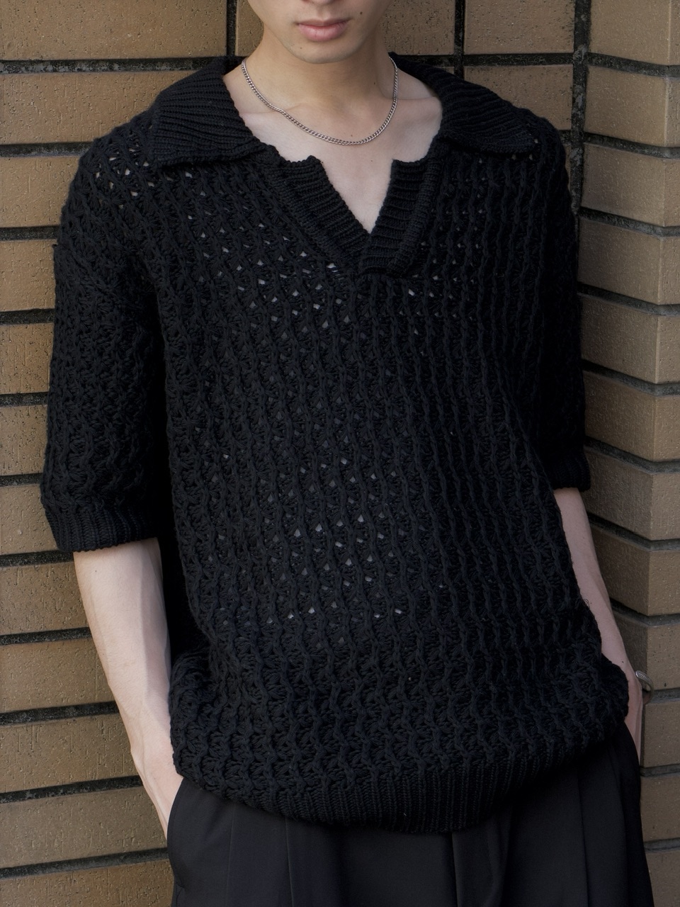受注制【Chikashitsu +】wool touch lib knit polo (4color