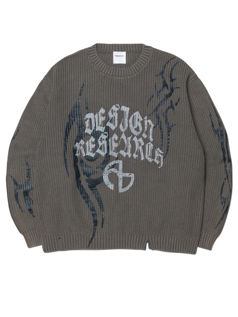 NOMANUAL】OVERDYED TRIBAL KNIT SWEATER / 【ノーマニュアル