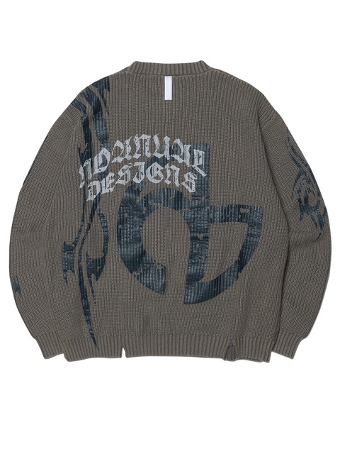 NOMANUAL】OVERDYED TRIBAL KNIT SWEATER / 【ノーマニュアル