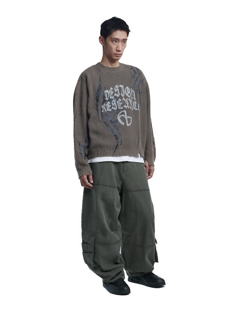 NOMANUAL】OVERDYED TRIBAL KNIT SWEATER | OUR BRAND,NOMANUAL