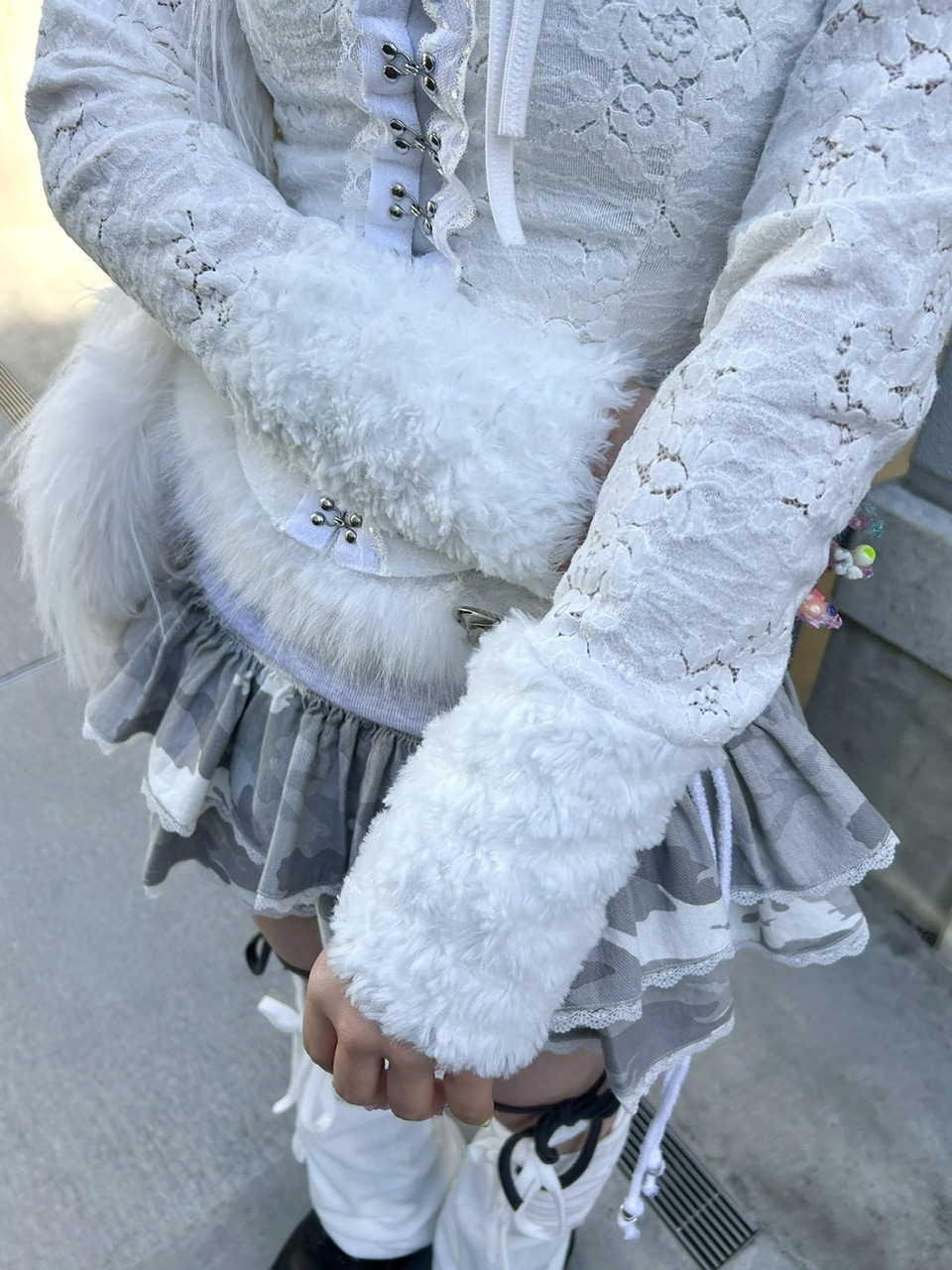 Never mind the XU】front hook lace cardigan (2color) / 【ネバー