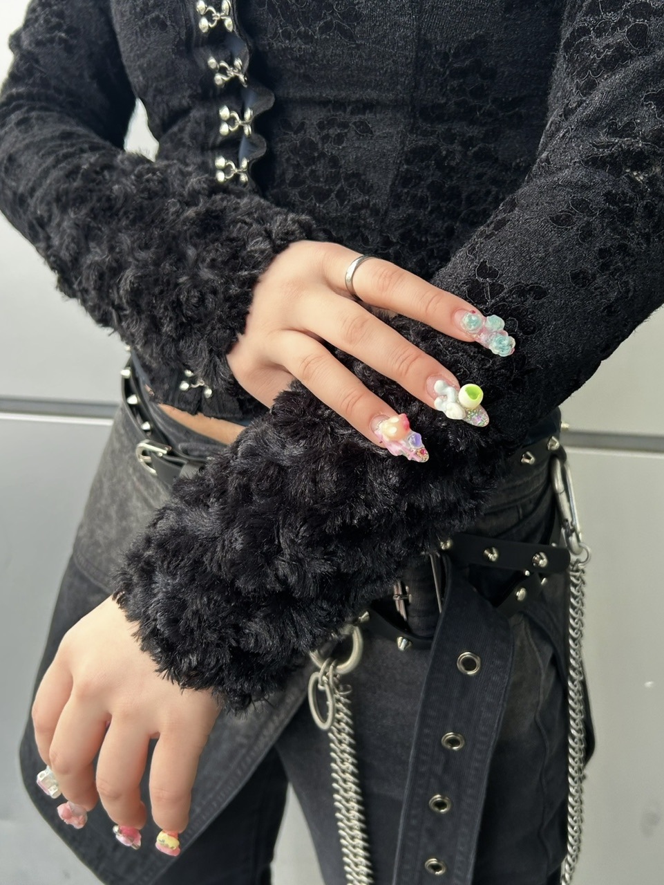 YOKANG 透け感レース風黒カーディガン YOKANG 透け感レース風黒カーディガン