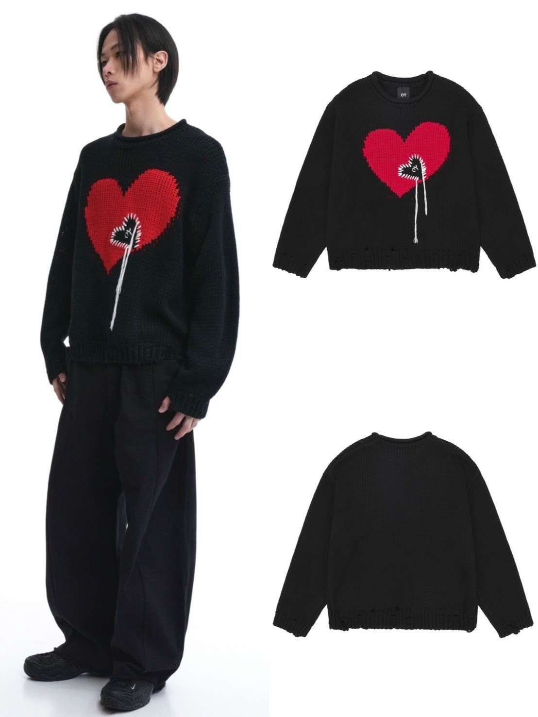 *p(R)ojectR® Heart P knit Lサイズ 【9/2まで限定】 HEART LOGO JACQUARD KNIT TOP（ニット/セーター）｜X-girl