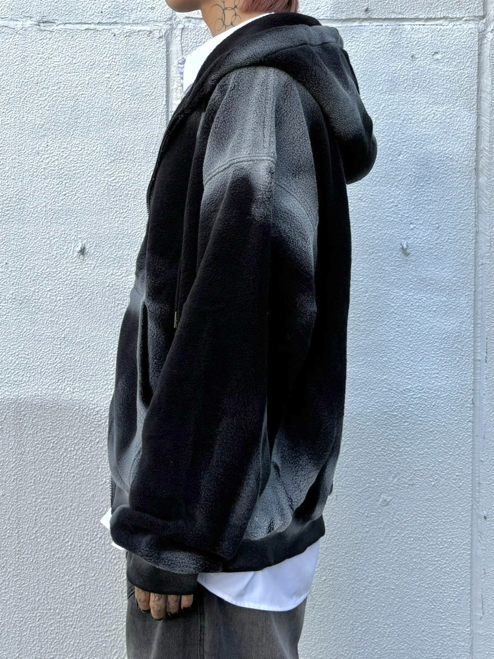 受注制【Never mind the XU】dirty zip up hoodie (2color) / 【ネバー