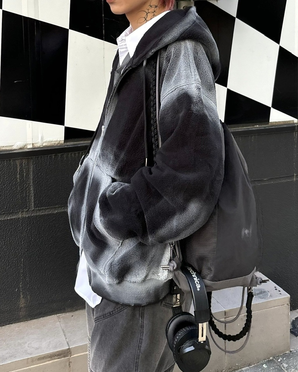 受注制【Never mind the XU】dirty zip up hoodie (2color) / 【ネバー