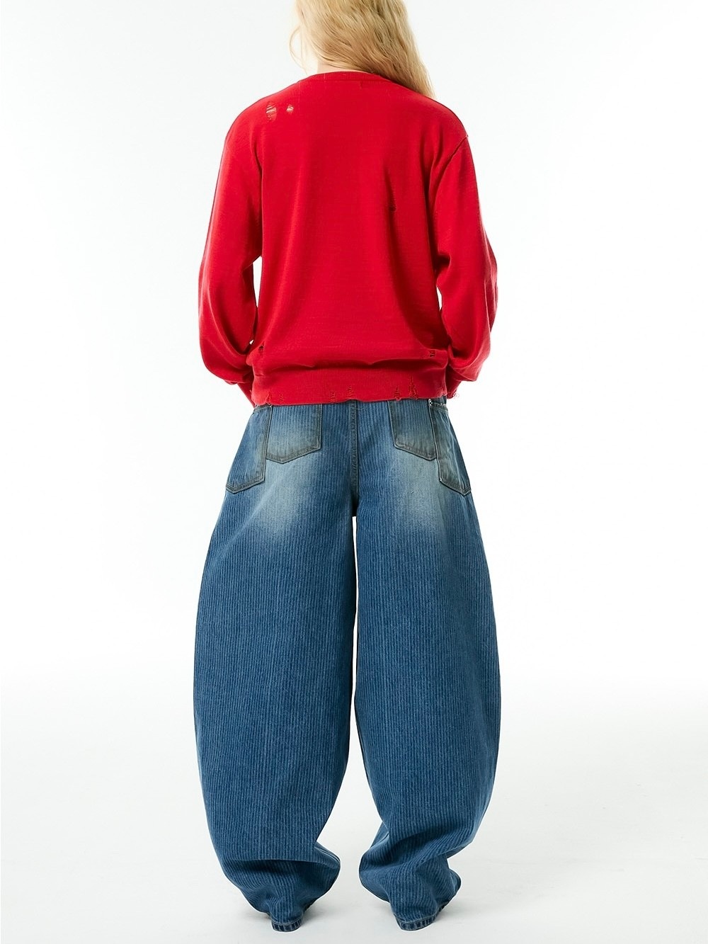 半額以下で買えるクーポン特集 ESC OUR | pants baggy denim washing laser STUDIO】stripe パンツ