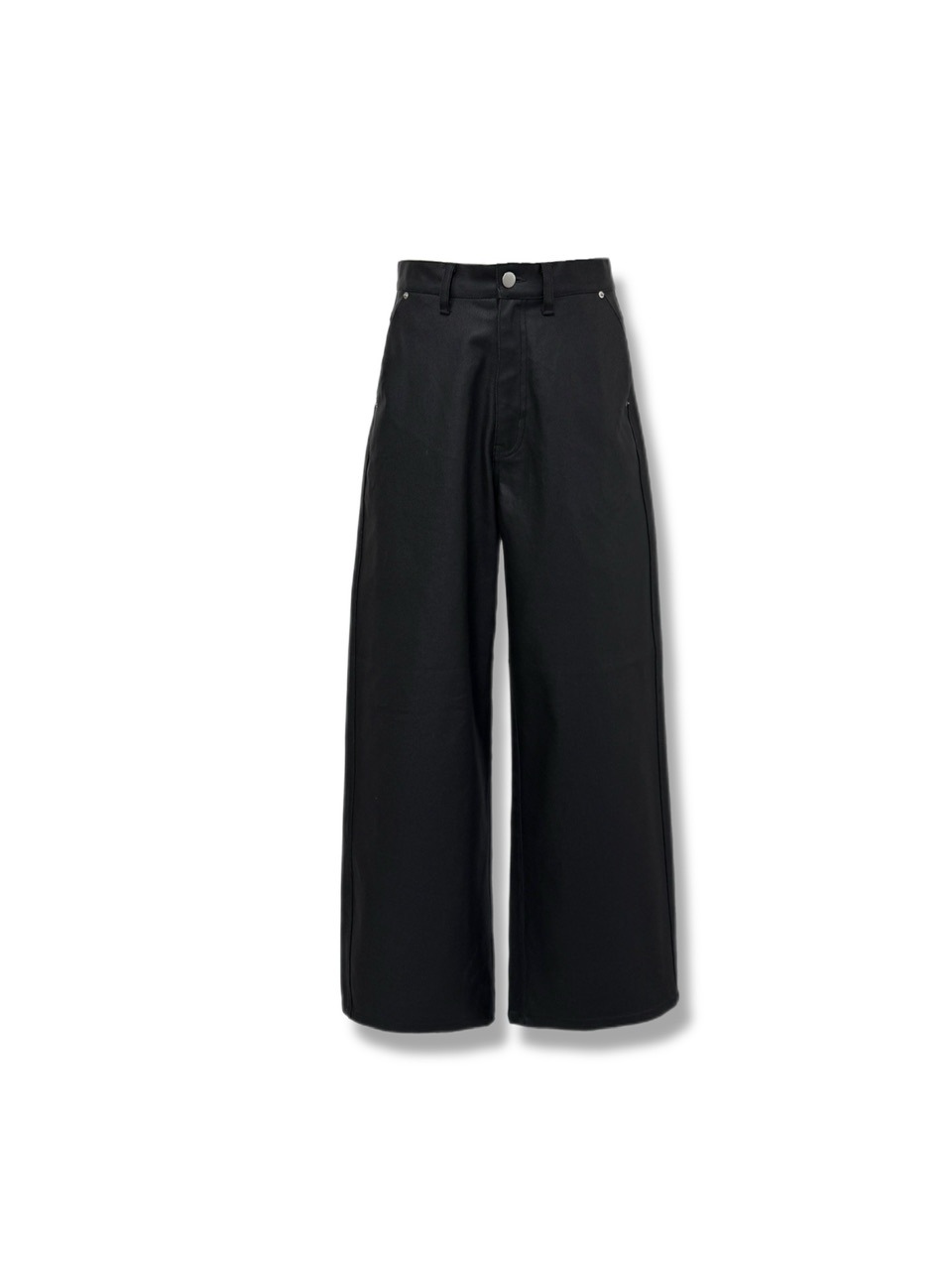 【CS】COATED WIDE DENIM PANTS (BLACK)