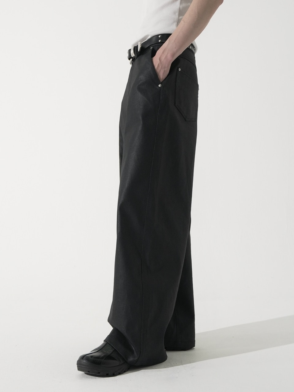 パンツ CS coated vide denim pants black CS】coated wide denim pants (black) | OUR BRAND,Chikashitsu +,CS