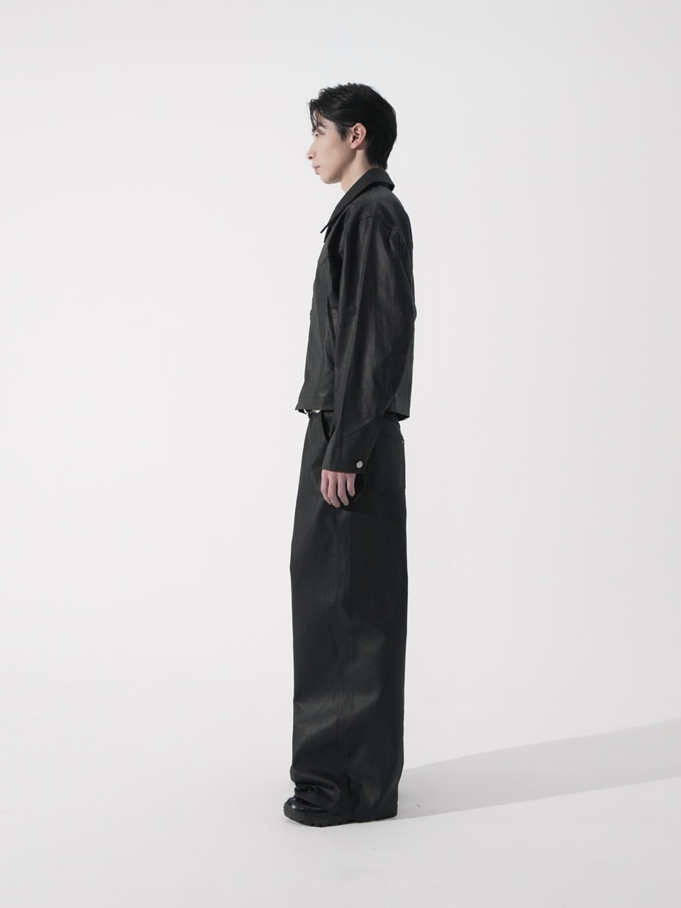 CS】coated wide denim pants (black) | OUR BRAND,Chikashitsu +,CS