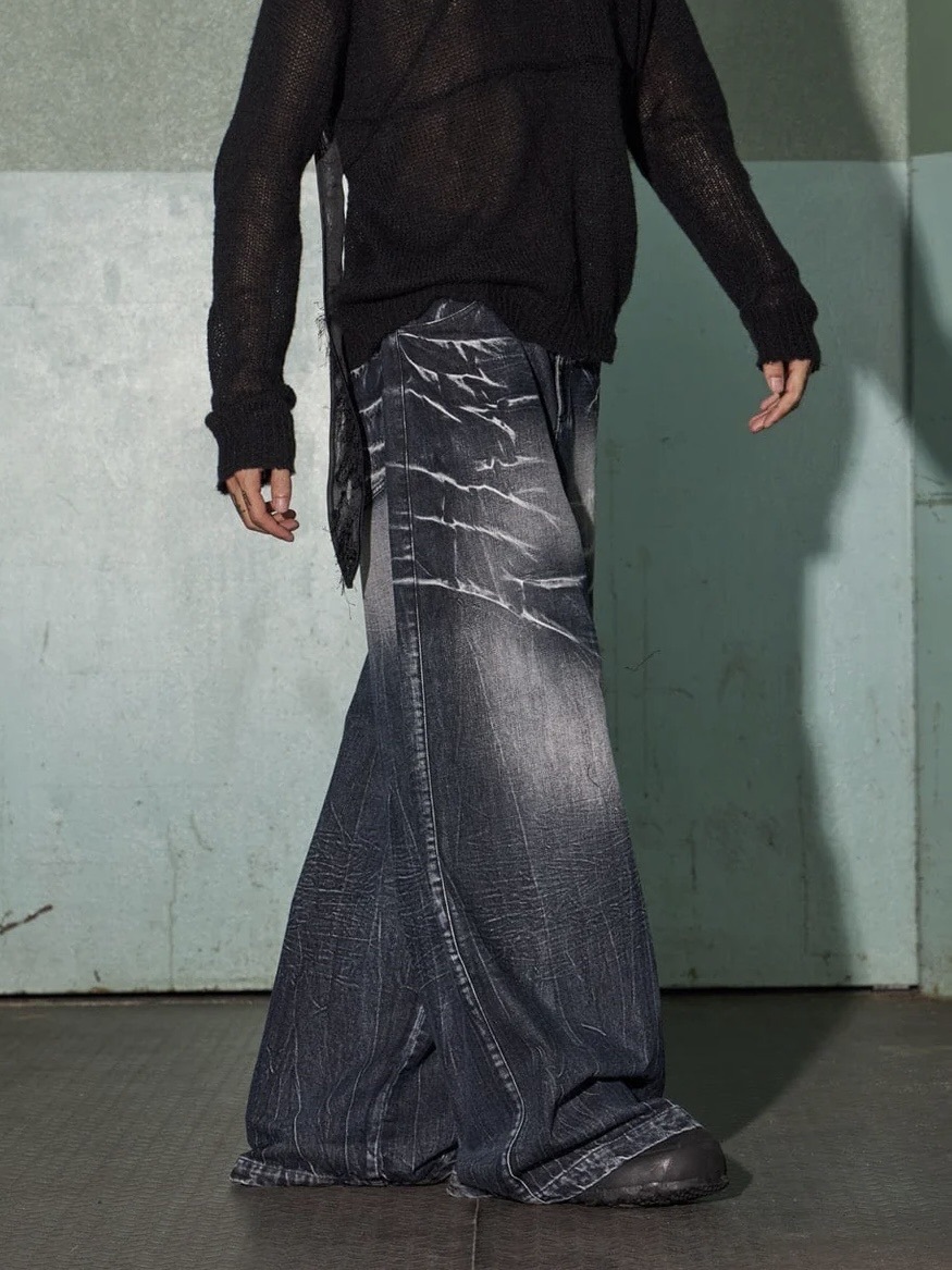 DND4DES】LIGHTING CREASE WASHED WIDE-LEG JEANS | OUR BRAND DND4DES】LIGHTING CREASE WASHED WIDE-LEG JEANS | OUR BRAND