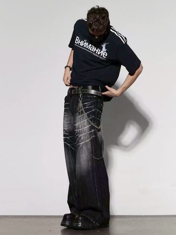 DND4DES】LIGHTING CREASE WASHED WIDE-LEG JEANS | OUR BRAND