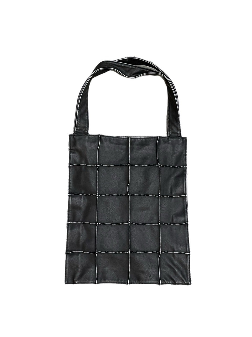 受注制【Chikashitsu +】box design leather tote bag (3color)