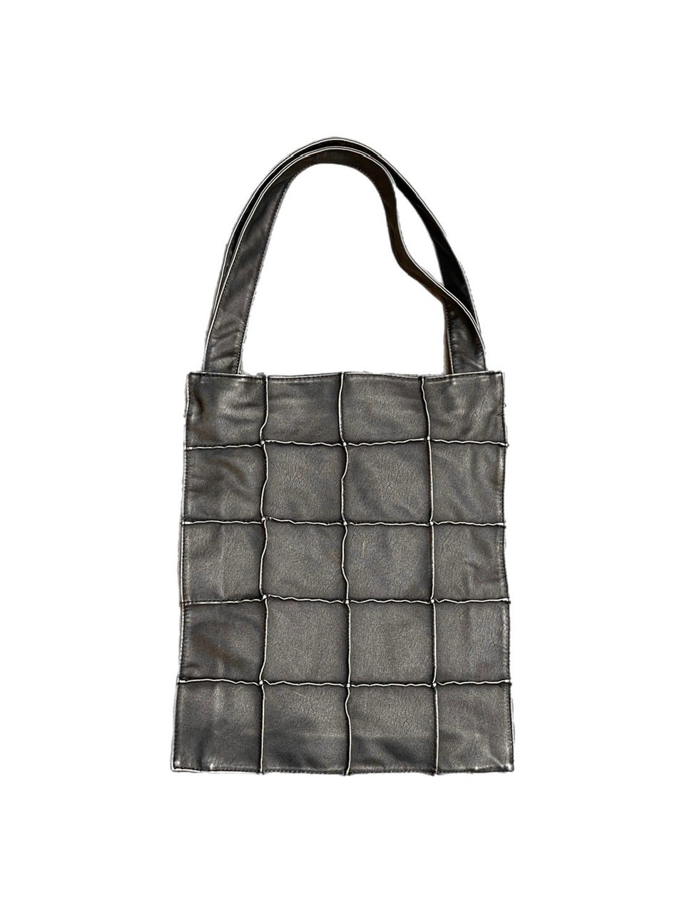 受注制【Chikashitsu +】box design leather tote bag (3color)