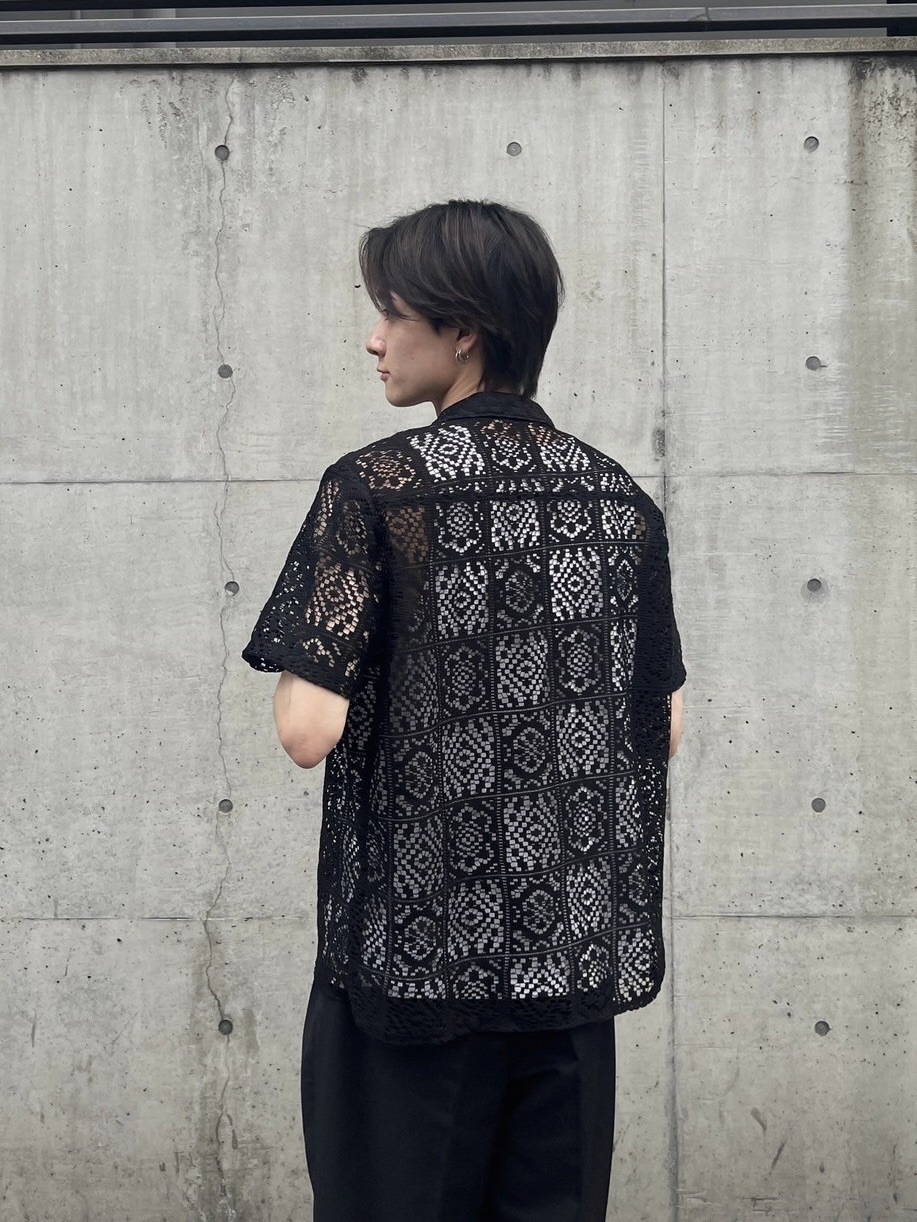 大阪店WEB限定【Chikashitsu +】lace open collar shirt (2color