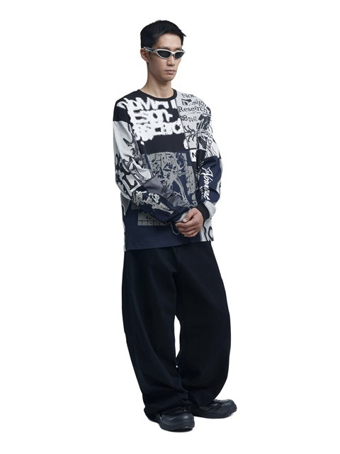 【NOMANUAL】MIXED GRAPHIC LONG SLEEVE TEE