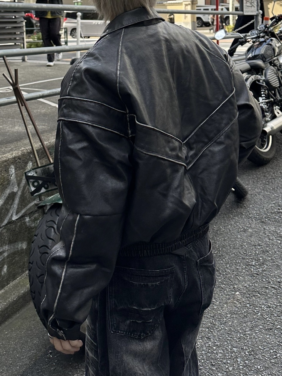 大阪店WEB限定【Chikashitsu +】piping leather jacket | OUR
