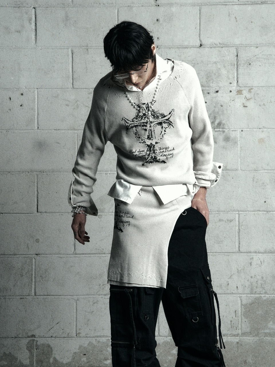 【Rosen Kreuz】VINTAGE WAFFLE KNIT 1 BLK ROSEN KREUZ】VINTAGE WAFFLE KNIT BLACK (pre- order