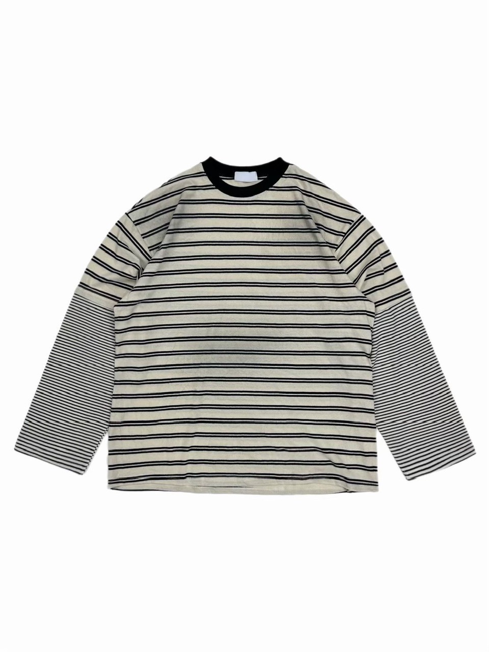 ★LUVISTRUE★CH BUTTON LAYERED TEE(BLUE)★正規品/直送料込 受注制【Chikashitsu +】oversized layered border washed long