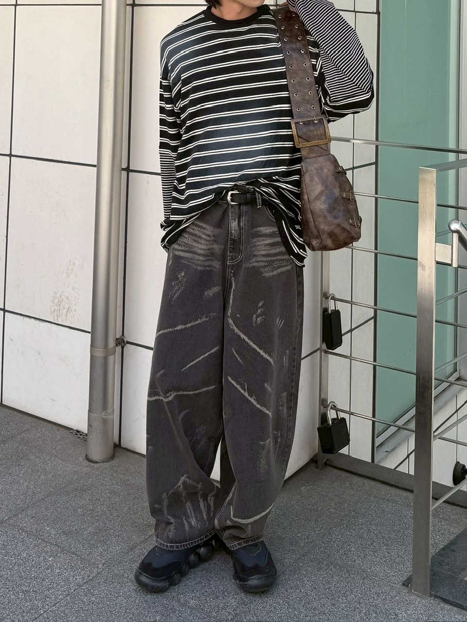 受注制【Chikashitsu +】oversized layered border washed long