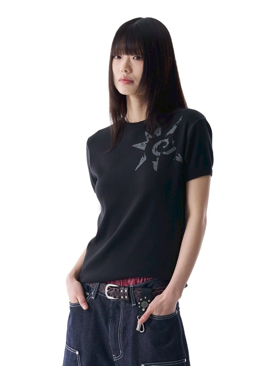 Tシャツ・カットソー AAKAM Ribbed Star Ringer Top 5FT1662 AAKAM】Ribbed Star Ringer Top | OUR BRAND,AAKAM | PRESSING