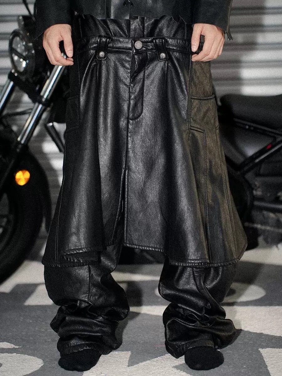 Fourth3ex】Scimitar Pleated Detachable Leather Pants / 【フォース