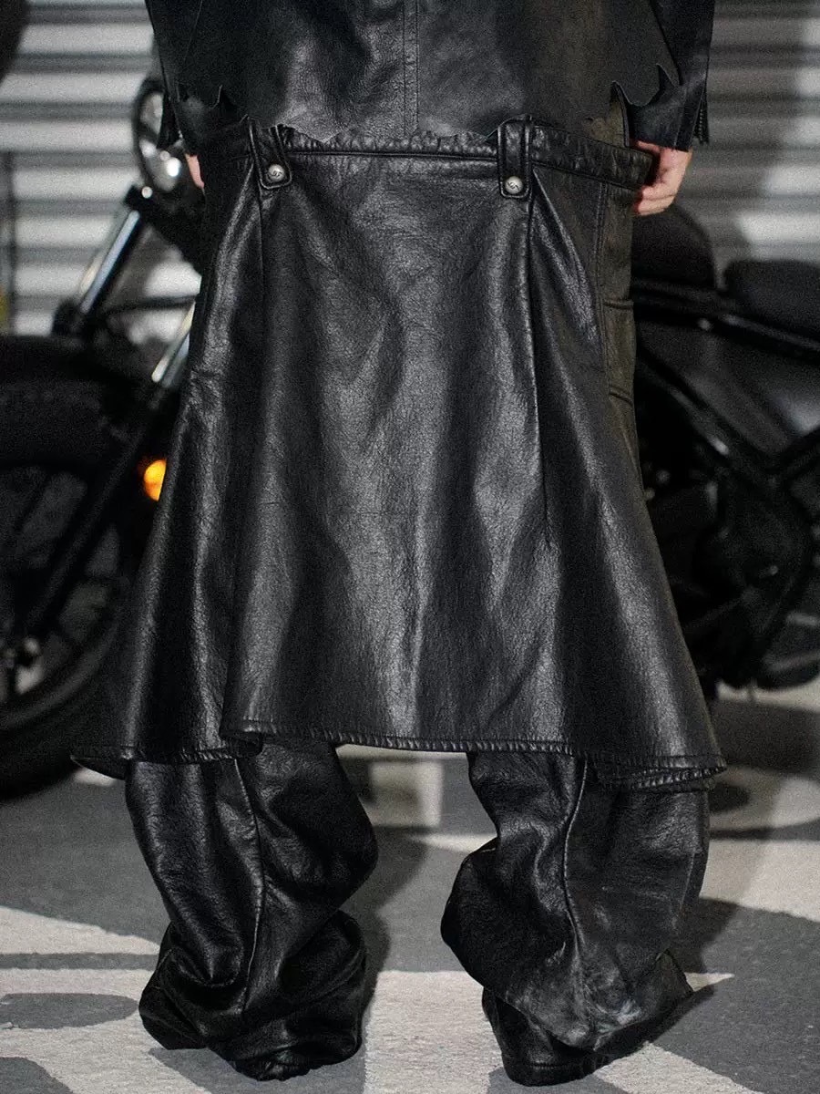 Fourth3ex】Scimitar Pleated Detachable Leather Pants / 【フォース