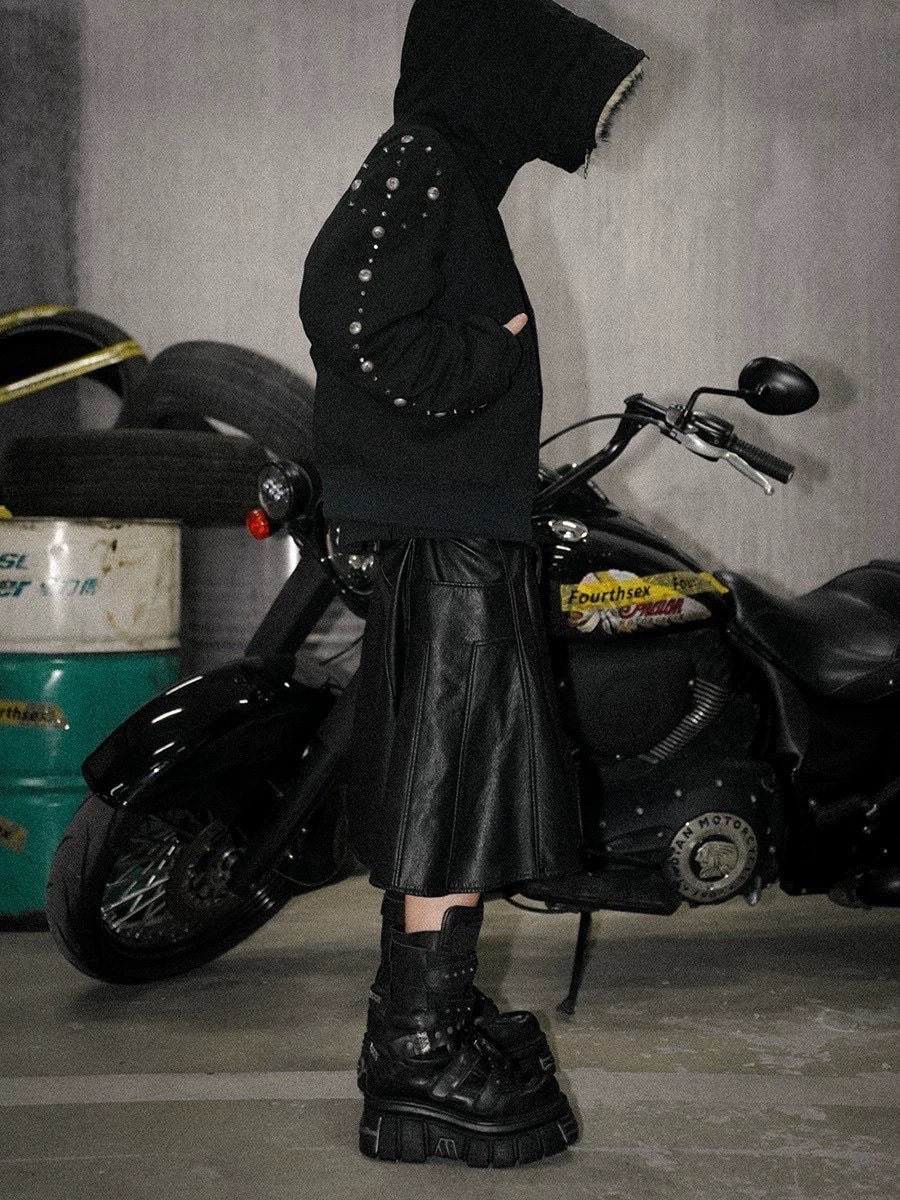 Fourth3ex】Scimitar Pleated Detachable Leather Pants / 【フォース